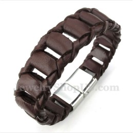 Pulseira Masculina De Couro De Titânio