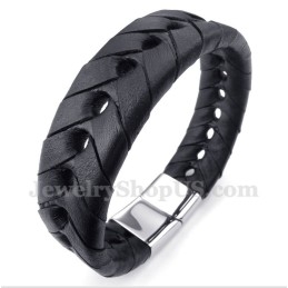 Pulseira Masculina De Couro De Titânio