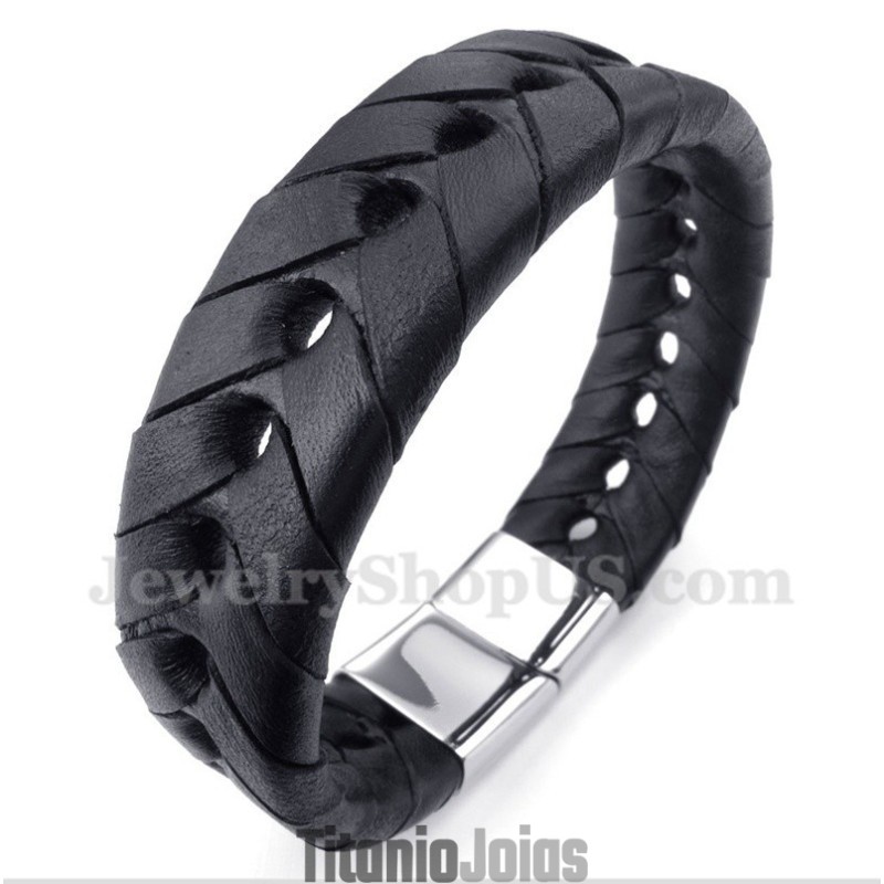 Pulseira Masculina De Couro De Titânio Pulseira Masculina De Couro De Titânio
