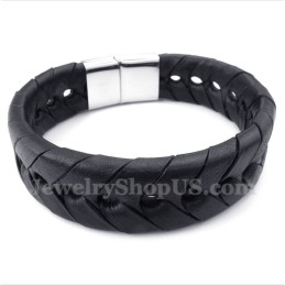 Pulseira Masculina De Couro De Titânio