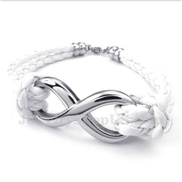 Pulseira De Couro Com Símbolo Do Infinito Em Titânio Masculino