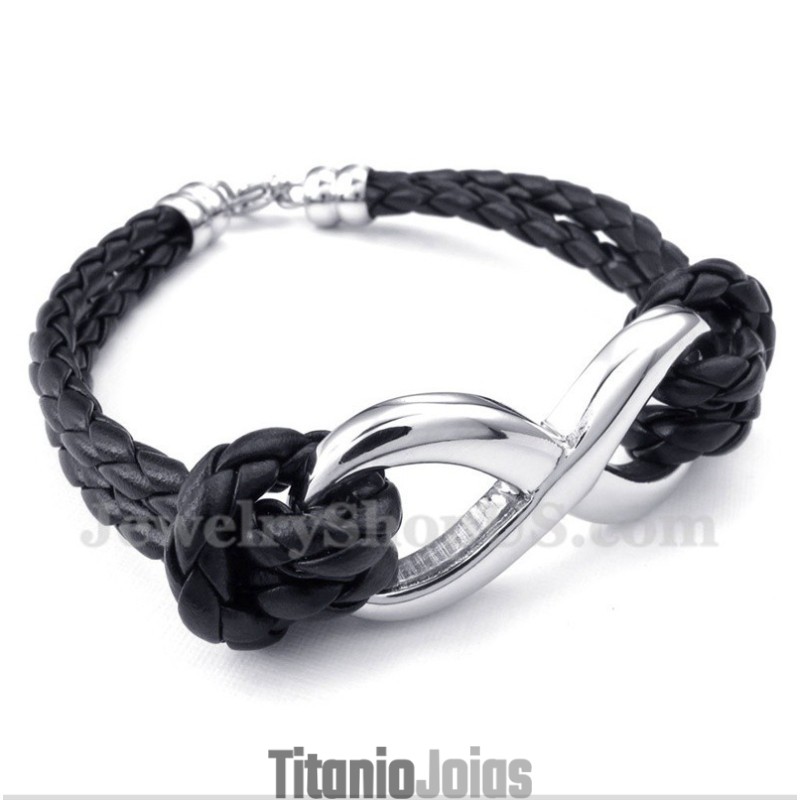 Pulseira De Couro Com Símbolo Do Infinito Em Titânio Masculino Pulseira De Couro Com Símbolo Do Infinito Em Titânio Masculino