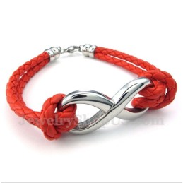 Pulseira De Couro Com Símbolo Do Infinito Em Titânio Masculino