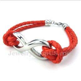 Pulseira De Couro Com Símbolo Do Infinito Em Titânio Masculino