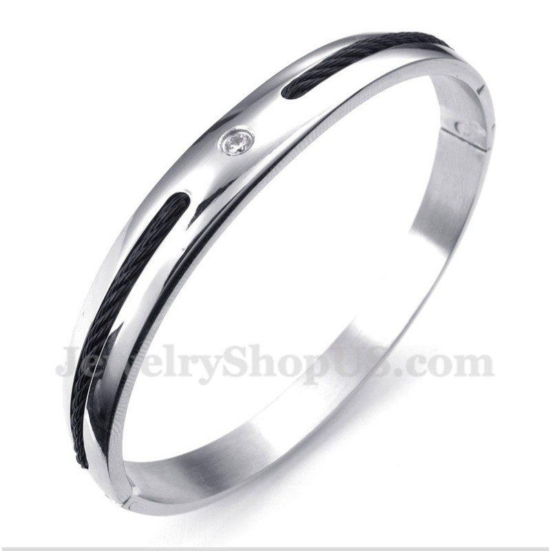 Pulseira Masculina De Titânio Com Cabo Preto E Diamante Pulseira Masculina De Titânio Com Cabo Preto E Diamante