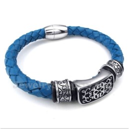 Pulseira Masculina De Couro De Titânio