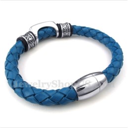 Pulseira Masculina De Couro De Titânio