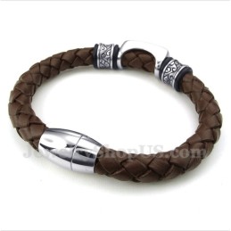 Pulseira Masculina De Couro De Titânio