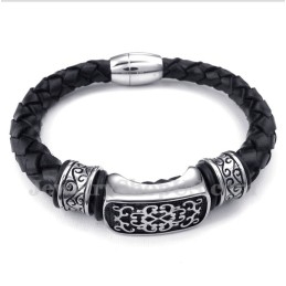 Pulseira Masculina De Couro De Titânio