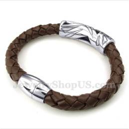 Pulseira Masculina De Couro De Titânio