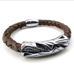 Pulseira Masculina De Couro De Titânio