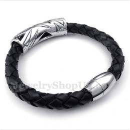 Pulseira Masculina De Couro De Titânio