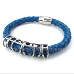 Pulseira Masculina De Couro De Titânio