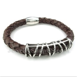 Pulseira Masculina De Couro De Titânio
