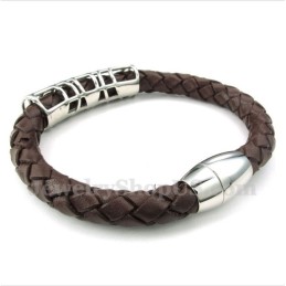 Pulseira Masculina De Couro De Titânio