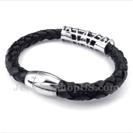 Pulseira Masculina De Couro De Titânio
