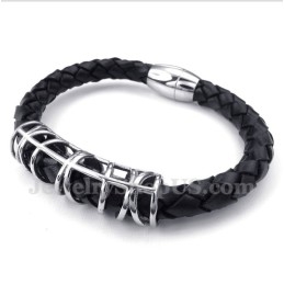 Pulseira Masculina De Couro De Titânio