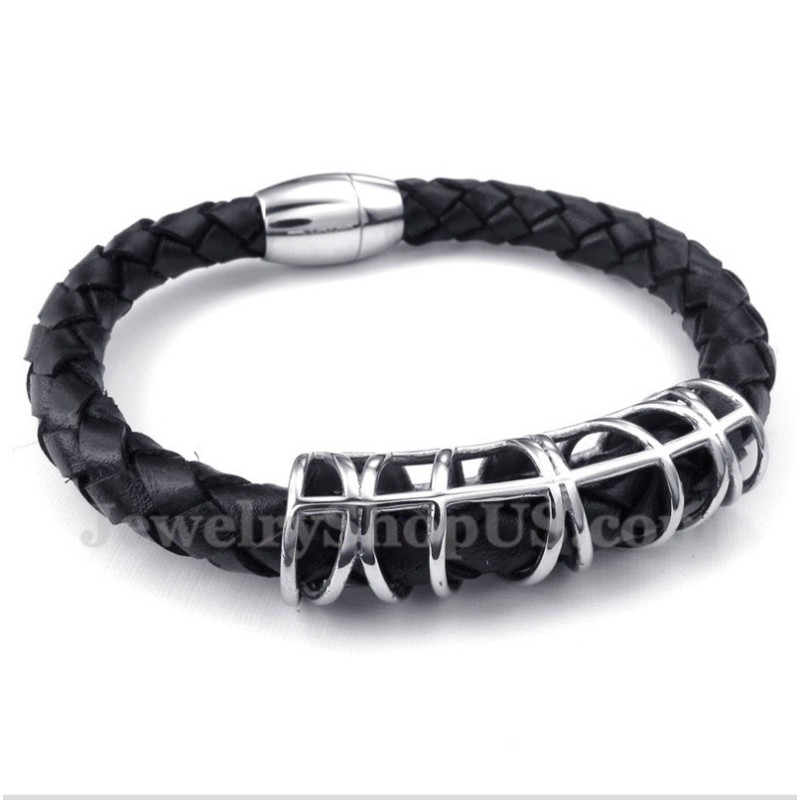 Pulseira Masculina De Couro De Titânio Pulseira Masculina De Couro De Titânio
