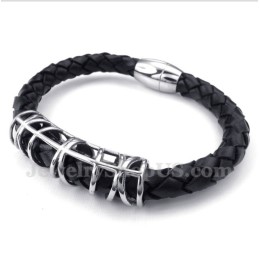 Pulseira Masculina De Couro De Titânio