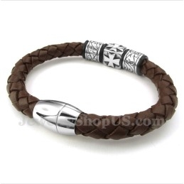 Pulseira Masculina De Couro De Titânio