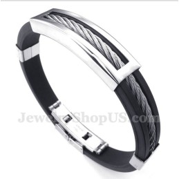 Pulseira Masculina De Cabo De Borracha De Titânio
