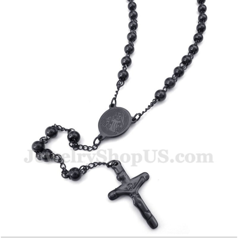 Colar Jesus Preto De Titânio Masculino Colar Jesus Preto De Titânio Masculino