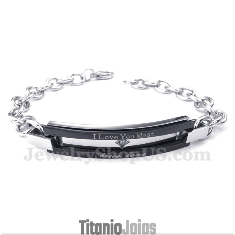 Pulseira De Casal Preta De Titânio Masculina Pulseira De Casal Preta De Titânio Masculina