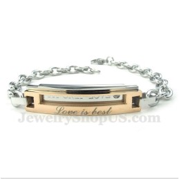 Pulseira De Casal Masculina De Titânio E Ouro