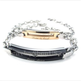 Pulseira De Casal Masculina De Titânio E Ouro