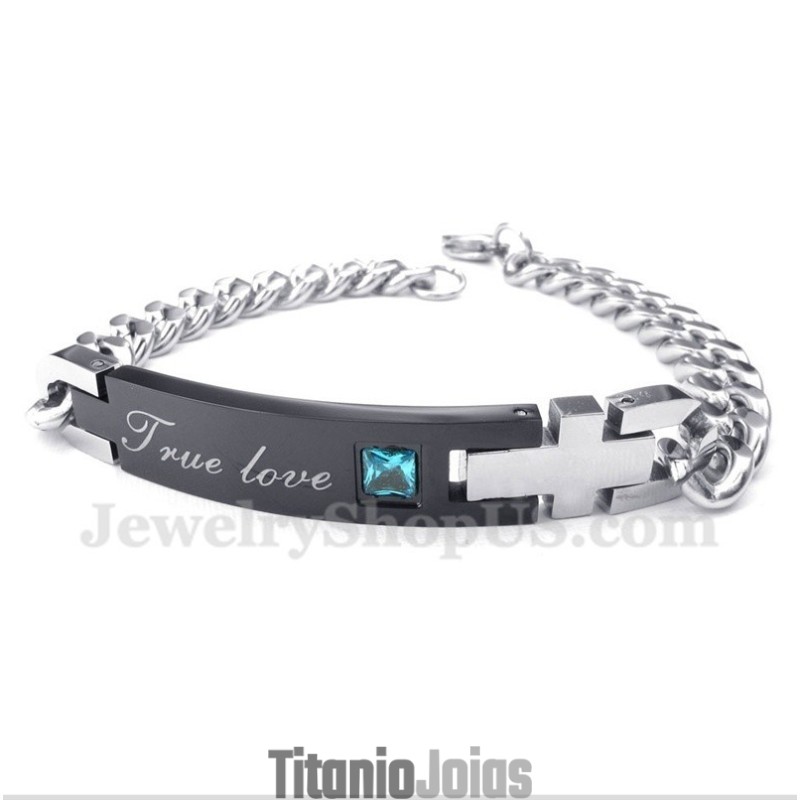 Pulseira De Casal Masculina De Titânio E Diamante Pulseira De Casal Masculina De Titânio E Diamante
