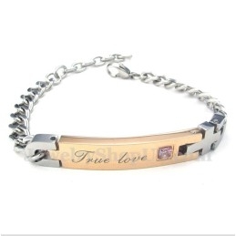 Pulseira De Casal Feminina De Titânio E Diamante