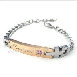 Pulseira De Casal Feminina De Titânio E Diamante