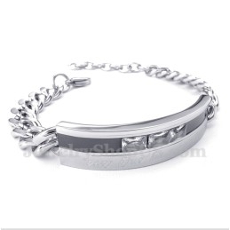 Pulseira Masculina De Titânio Com Cristal Preto Para Casal