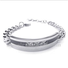 Pulseira Masculina De Titânio Com Cristal Preto Para Casal