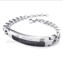 Pulseira Masculina De Casal Em Titânio Com Diamante Negro