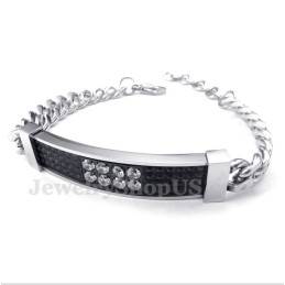 Pulseira Masculina De Casal Em Titânio Com Diamante Negro