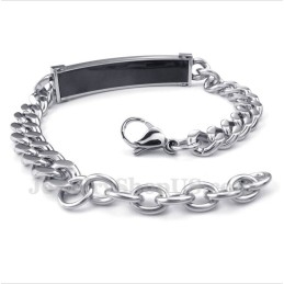 Pulseira Masculina De Casal Em Titânio Com Diamante Negro