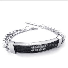Pulseira Masculina De Casal Em Titânio Com Diamante Negro