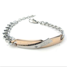 Pulseira De Casal Feminina De Titânio E Ouro