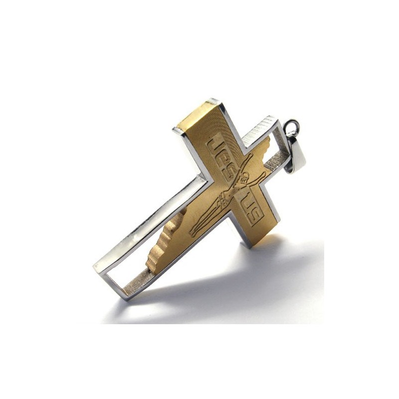 Pingente De Titânio Com Cruz De Jesus (Dourado) Pingente De Titânio Com Cruz De Jesus (Dourado)