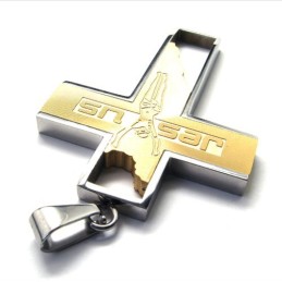 Pingente De Titânio Com Cruz De Jesus (Dourado)