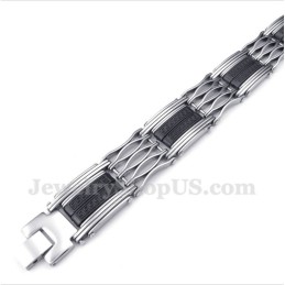 Pulseira Masculina De Titânio Com Padrão Grego Meandro