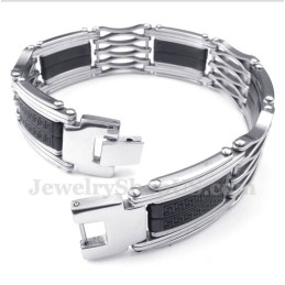 Pulseira Masculina De Titânio Com Padrão Grego Meandro