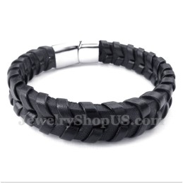 Pulseira Masculina De Couro E Titânio