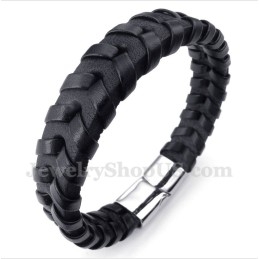 Pulseira Masculina De Couro E Titânio