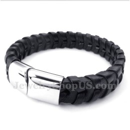 Pulseira Masculina De Couro E Titânio