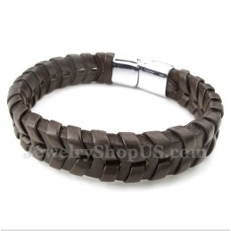 Pulseira Masculina De Couro E Titânio