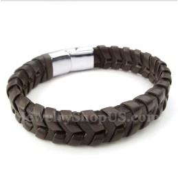 Pulseira Masculina De Couro E Titânio
