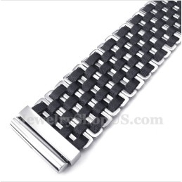 Pulseira Masculina De Couro E Titânio