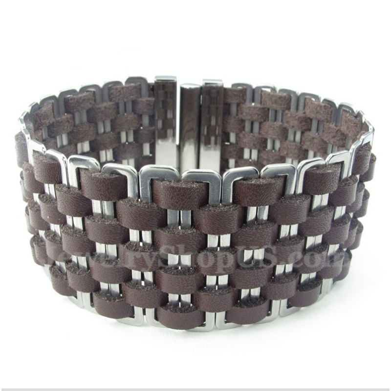 Pulseira Masculina De Couro E Titânio Pulseira Masculina De Couro E Titânio